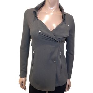 Wilfred Aritzia Moto Jacket Crepe Snap Button Blazer Style Womens Size XXXS Grey
